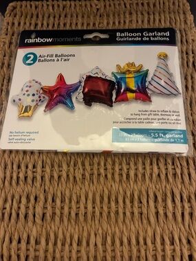 Rainbow Moments Gold & Multicolor Foil Balloon Garland - Party Lights